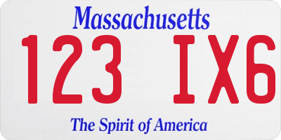 MA license plate 123IX6
