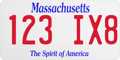 MA license plate 123IX8