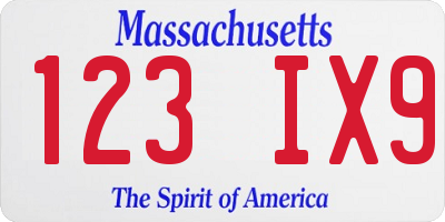 MA license plate 123IX9