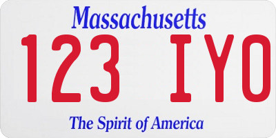 MA license plate 123IY0