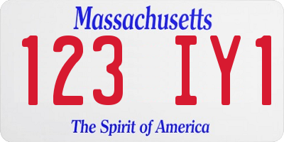 MA license plate 123IY1