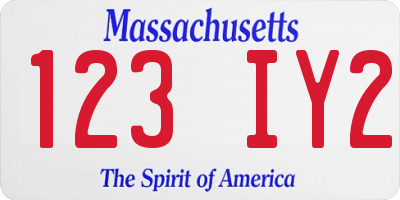 MA license plate 123IY2
