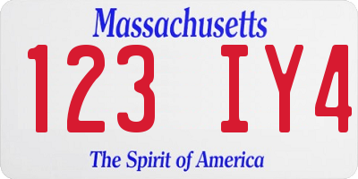 MA license plate 123IY4