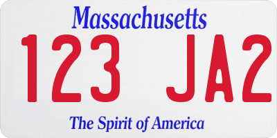 MA license plate 123JA2