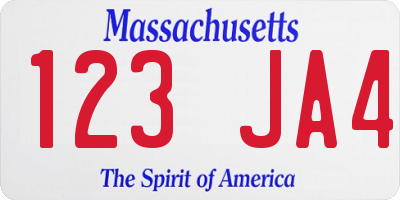 MA license plate 123JA4
