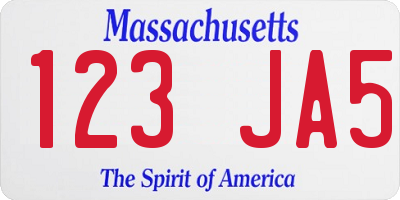 MA license plate 123JA5