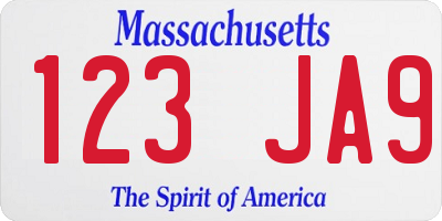 MA license plate 123JA9
