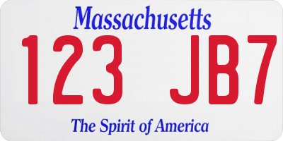 MA license plate 123JB7