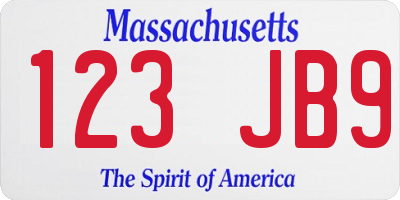 MA license plate 123JB9
