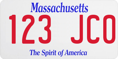 MA license plate 123JC0