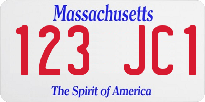 MA license plate 123JC1