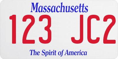MA license plate 123JC2
