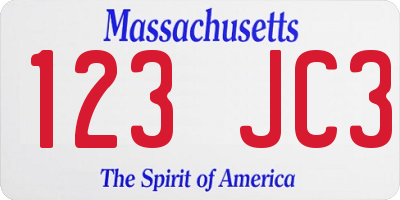 MA license plate 123JC3
