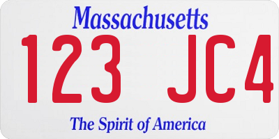 MA license plate 123JC4