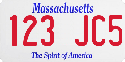 MA license plate 123JC5