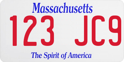 MA license plate 123JC9