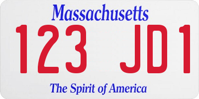 MA license plate 123JD1