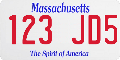 MA license plate 123JD5