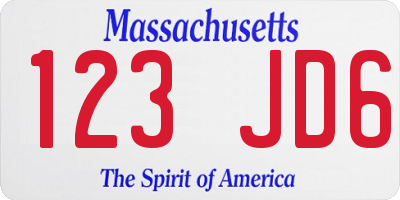 MA license plate 123JD6