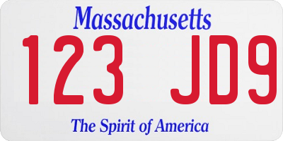 MA license plate 123JD9