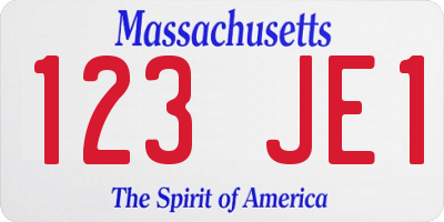 MA license plate 123JE1