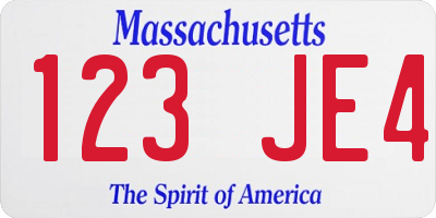 MA license plate 123JE4