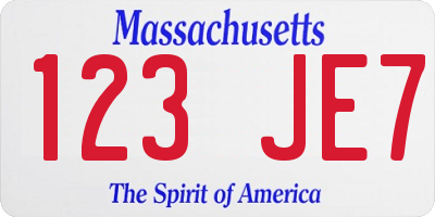 MA license plate 123JE7