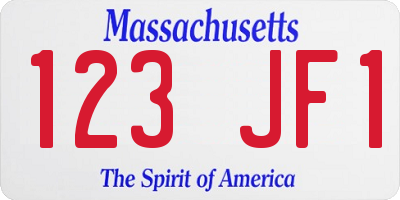 MA license plate 123JF1