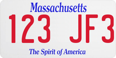 MA license plate 123JF3