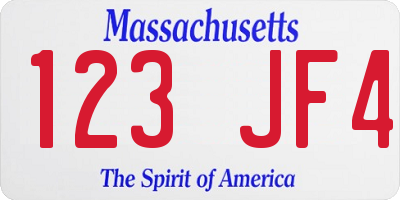 MA license plate 123JF4