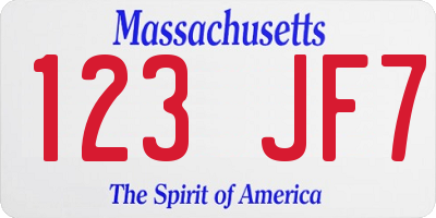 MA license plate 123JF7