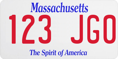 MA license plate 123JG0