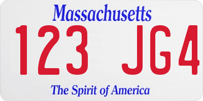 MA license plate 123JG4