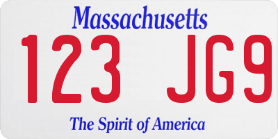 MA license plate 123JG9