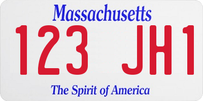 MA license plate 123JH1