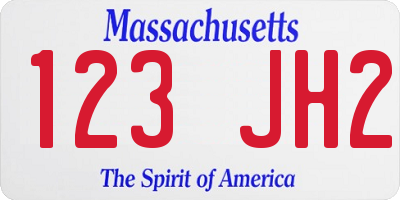 MA license plate 123JH2