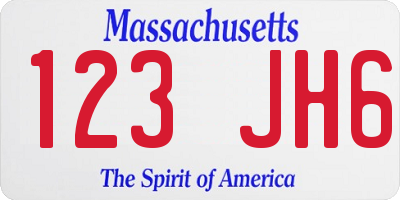 MA license plate 123JH6