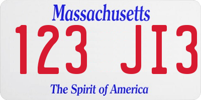 MA license plate 123JI3
