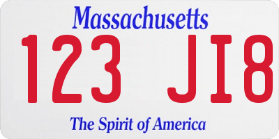 MA license plate 123JI8