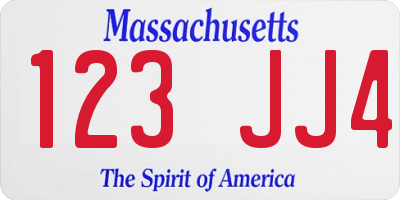 MA license plate 123JJ4