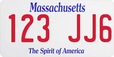 MA license plate 123JJ6