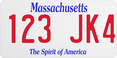 MA license plate 123JK4