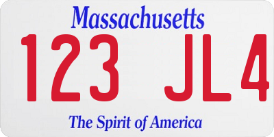 MA license plate 123JL4
