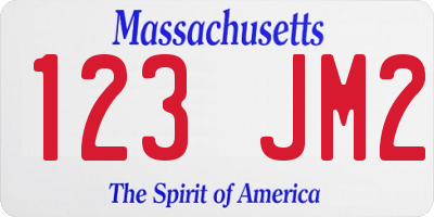 MA license plate 123JM2