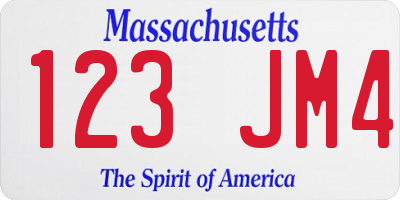 MA license plate 123JM4