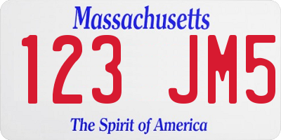 MA license plate 123JM5