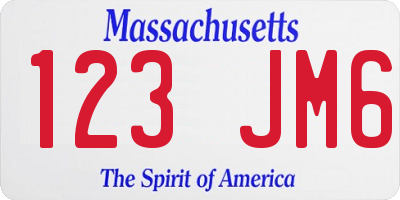 MA license plate 123JM6