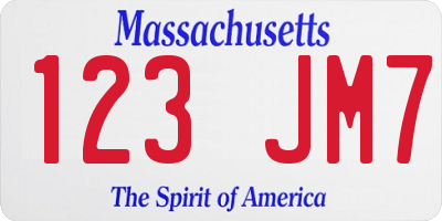 MA license plate 123JM7