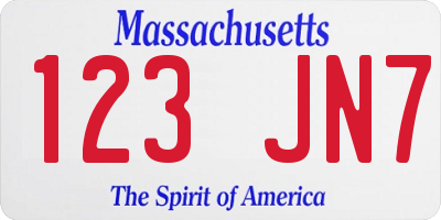 MA license plate 123JN7