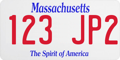 MA license plate 123JP2